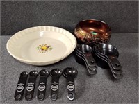 Measuring Spoons, Pie Plate, Bowl