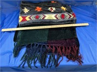 2 Throw Blankets; 1 has Fringe & 1 is Indian Print