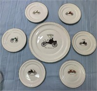 Vintage 'Antique Cars' Pie Serving Set See Photos