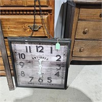LARGE Square Chain Hanging "Antiques" Wall Clock