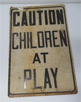 Vintage Caution Children at Play sign. Measures: