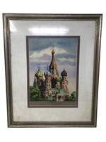 Original watercolor St. Basil Cathedral Moscow Art