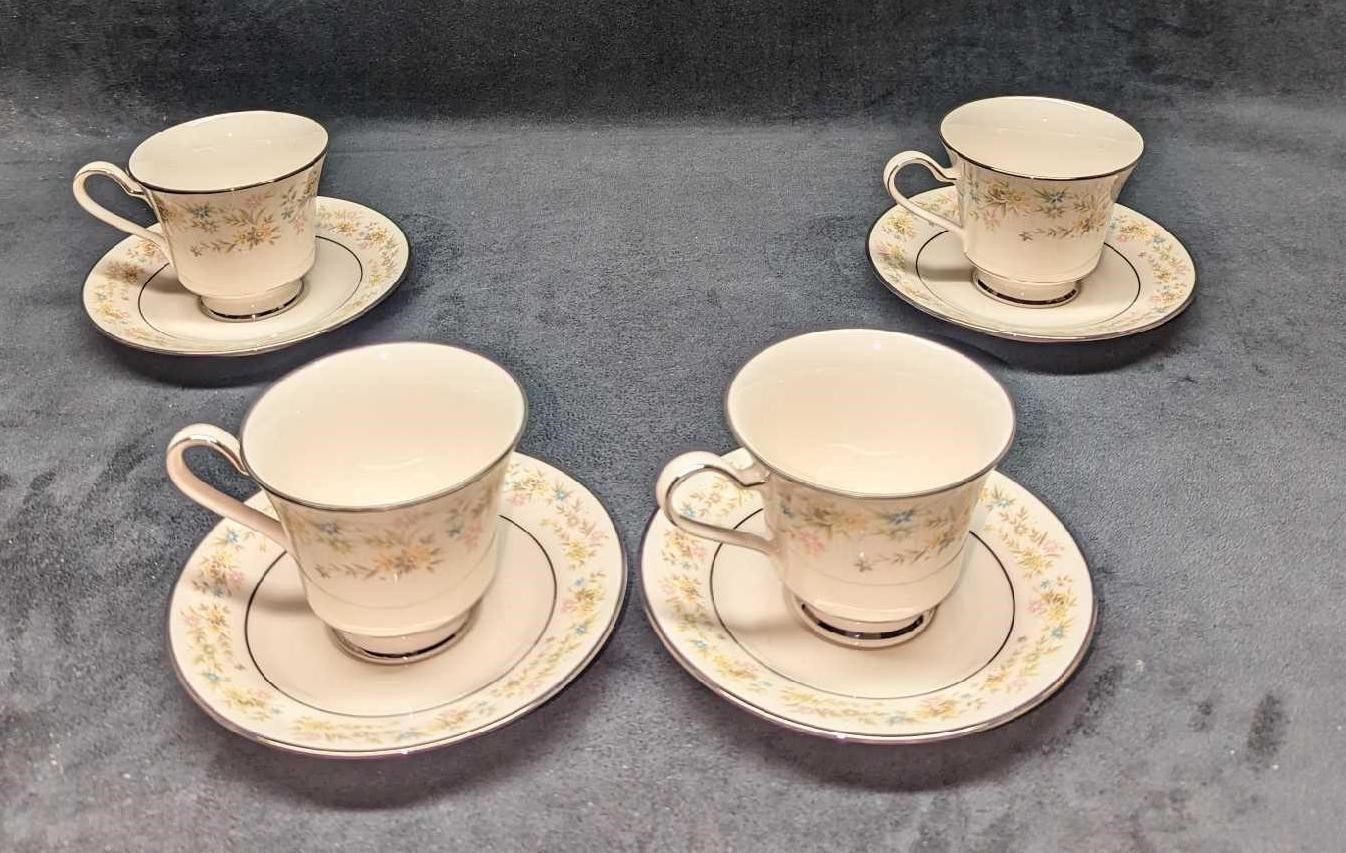 4 Retired Noritake Blossom Time Footed Cup & Sauce