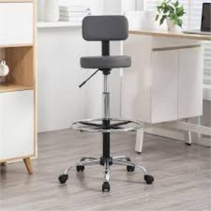 NEW! Drafting Stool. Light Grey. Faux Leather.