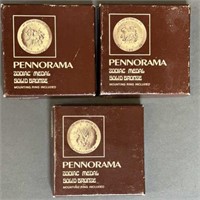 3pc Pennorama Zodiac Medal Solid Bronze
