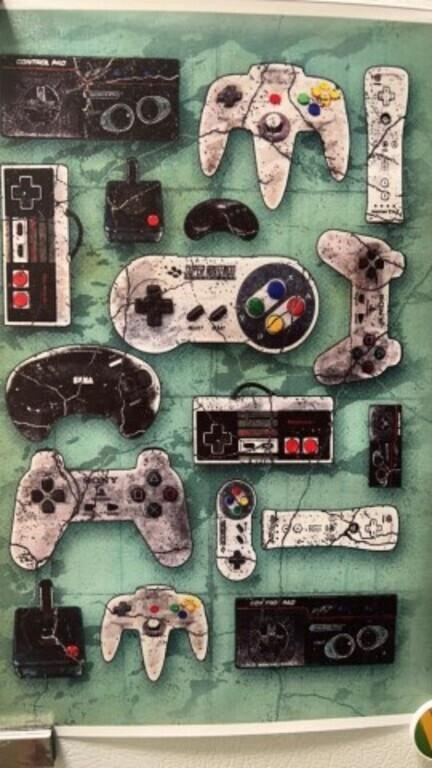 Evolution of game controllers large canvas poster