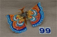 SPUN GLASS & PAINT DECORATED BUTTERFLY,