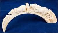 Ivory Asian Hand Carved Boars Tusk Water Buffalo