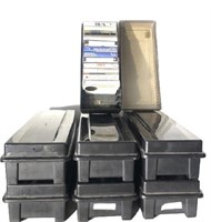 Various Cassette Tapes & 7 Black Plastic Holders