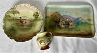 Royal Bayreuth Plate, Tray & Small Pitcher