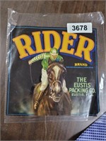 RIDER BRAND, VINTAGE CRATE LABEL