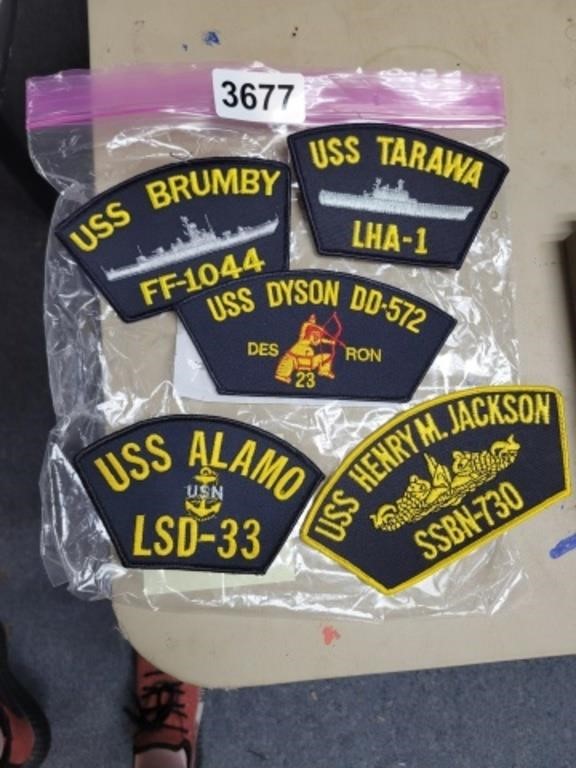 (5) USS NAVY PATCHES