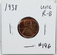 1938  Lincoln Cent   Unc R-B