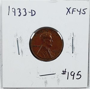 1933-D  Lincoln Cent   XF-45