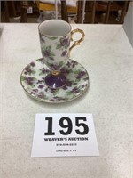 Bone china purple and white violet footed