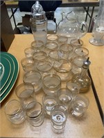 25-PC CLEAR GLASS DRINK SET W/ GOLD COLOR ACCENTS