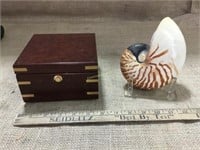 Brass Ship clock and a shell