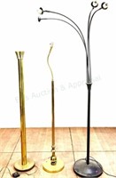 (3) Floor Lamps Gooseneck, Torchiere Brass, Iron