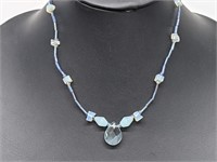 .925 Sterling Silver Opalescent Stone Necklace