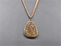 Brown Topaz? Pendant with Leather Necklace
