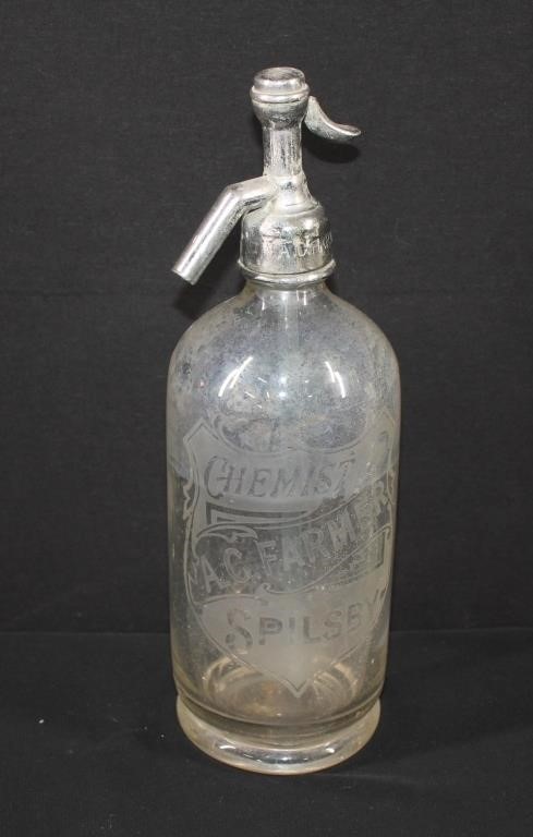 Antique Chemist AC Farmer Spilsby Seltzer Bottle