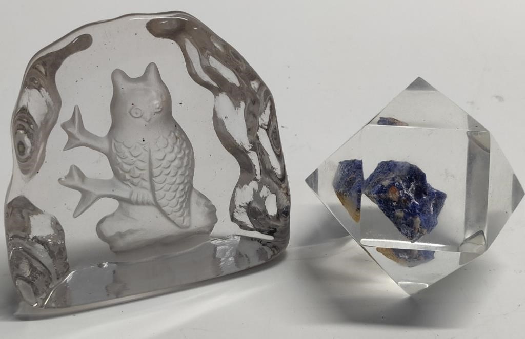 2 Glass Paper Weights