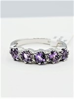 Sterling Silver 3.8mm x 3.5mm Natural Amethyst