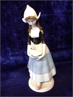 Porcelain Figurine Girl with Goose