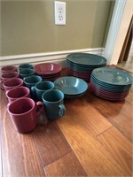 Pier 1 Teal Green and Red 38 Piece Dish Sets