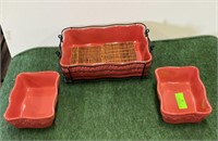 Red serving dishes