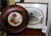 Clore Cheese Plate & Wooden Needle Point Tray