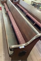 WOODEN CHURCH PEW w/KNEELER, 13'L X 34"H X 20"D