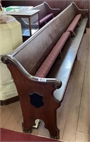 WOODEN CHURCH PEW w/KNEELER, 13'L X 34"H X 20"D