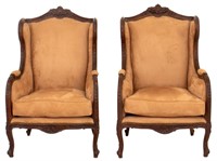 Louis XV Style Upholstered Bergeres, Pair