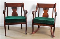 EARLY MATCHING CAPTAIN & ROCKING CHAIR