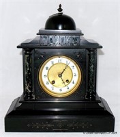Victorian Green Marble & Slate HAC Mantel Clock