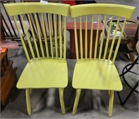2 MATCHING YELLOW-PAINTED WOOD DINING CHAIRS