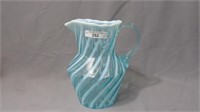 Fenton blue stripe 9" water pitcher