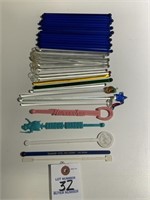VTG Glass Swizzle Sticks & Advertisement Sticks