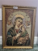 Mary & Jesus Framed Tapestry Picture