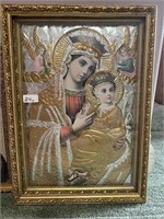 Virgin Mary & Jesus Silver/ Gold Toned Foiled Art