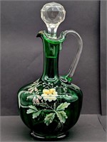 Emerald Green Enameled Decanter