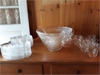 Vintage sandwich plates with cups and punchbowl