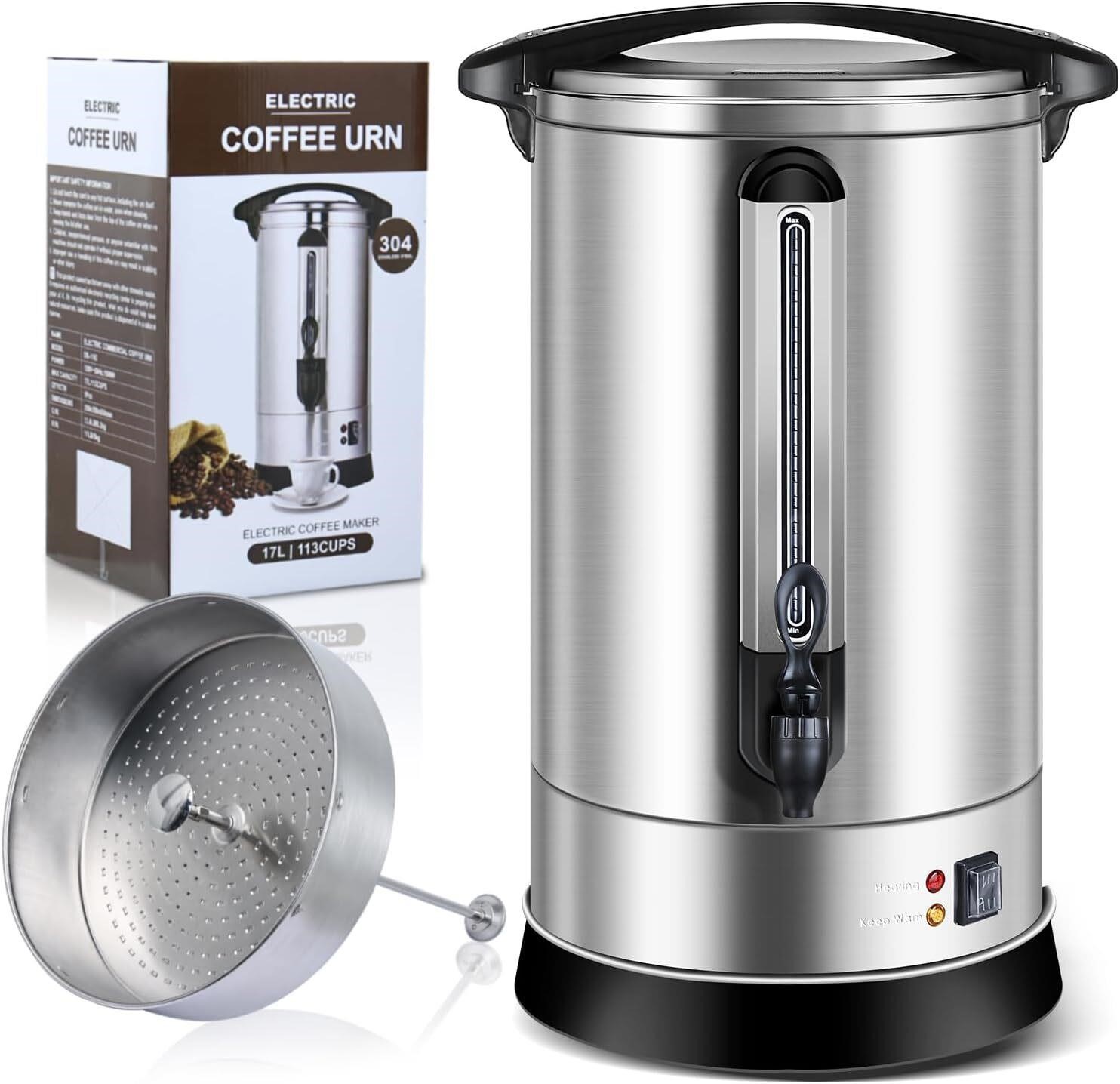 17L Coffee Urn  113 Cups  Stainless Steel