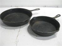 Two Cast Iron USA Skillets Largest 11" Diameter