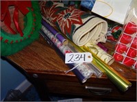 Assorted Christmas Paper, Bags, Boxes, Rug