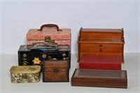 Vintage Jewelry Boxes, Wood, Lacquer, Floral