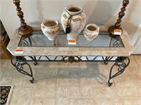 BEIGE MARBLE CONSOLE SOFA TABLE