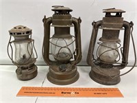 3 x Vintage Lanterns - Tallest 250mm