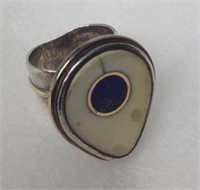 Sterling Silver Bone and Blue Lapis Stone